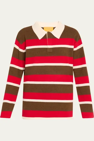 Guest In Residence Cashmere Long-Sleeve Striped Rugby Top