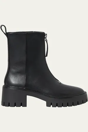 Loeffler Randall Trixie Zip Leather Lug-Sole Ankle Boots