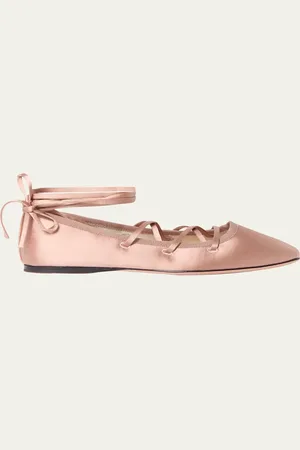 Loeffler Randall Louisa Satin Lace-Up Ballerina Flats