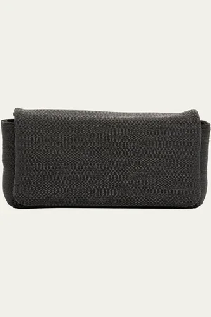 Brunello Cucinelli Monili Convertible Flap Leather Clutch Bag
