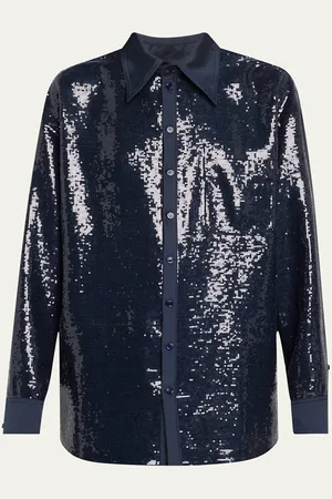 Christopher John Rogers Sequined Jumbo Button Down Shirt