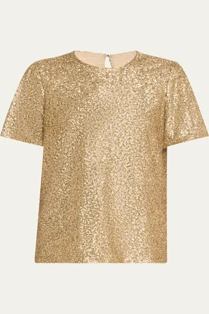 PRABAL GURUNG Sequined Flutter-Sleeve Top