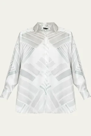 Kiton Printed High-Low Silk Blouse