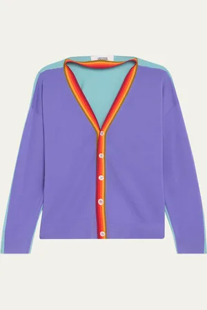 Christopher John Rogers Convertible Colorblock Cutout Wool Cardigan