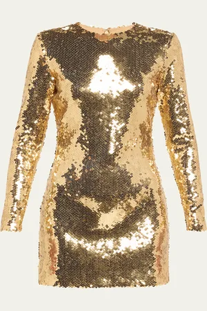 Sergio Hudson Sequined Long Sleeve Mini Dress