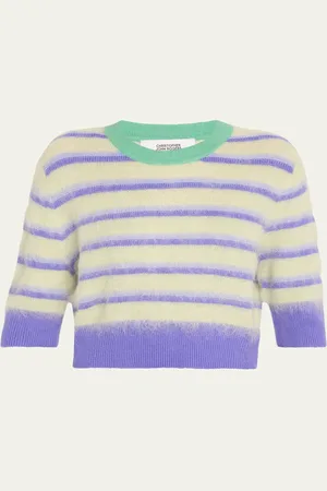 Christopher John Rogers Stripe Cropped Mohair Wool Ringer Tee