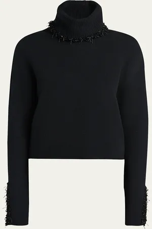 Giorgio Armani Turtleneck Beaded Wool-Cashmere Sweater