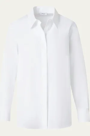 AKRIS Tunic Cotton Poplin Blouse