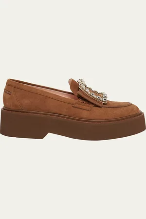 Roger Vivier Viv Rangers Suede Metal-Buckle Loafers