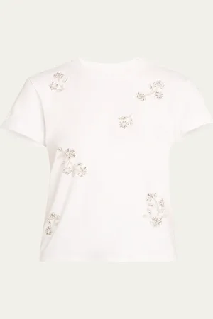 Cinq A Sept Bree Short-Sleeve Rhinestone Vine Tee