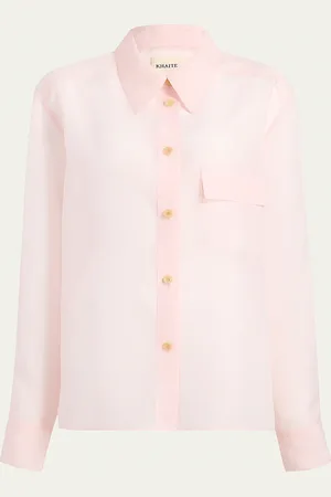 Khaite Yatty Button Down Semi-Sheer Blouse