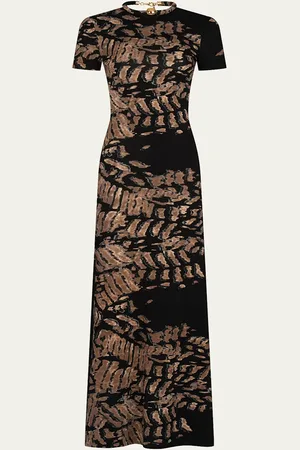 Silvia Tcherassi Yara Tubular-Neck Short-Sleeve Maxi Dress