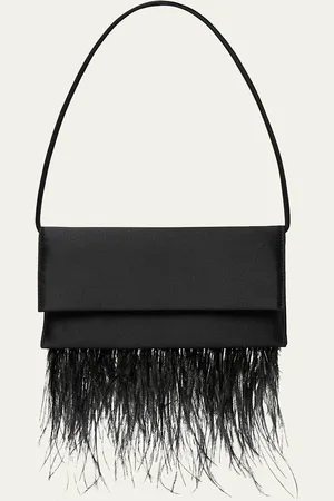 Loeffler Randall Charlee Feather Flap Satin Shoulder Bag