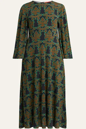 La DoubleJ Sorella Printed Bell-Sleeve Midi Dress