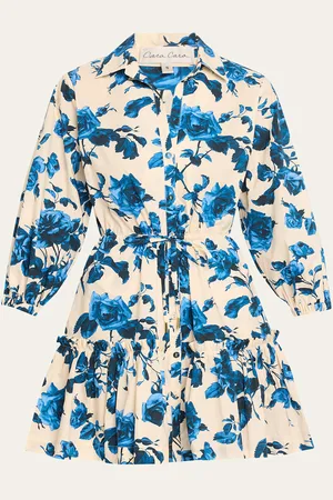 Cara Cara Robin Puff-Sleeve Floral Poplin Mini Dress