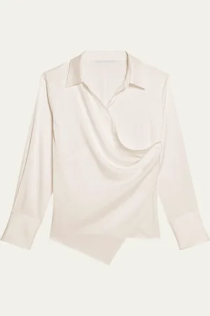 Helmut Lang Fluid-Satin Relaxed Wrap Shirt