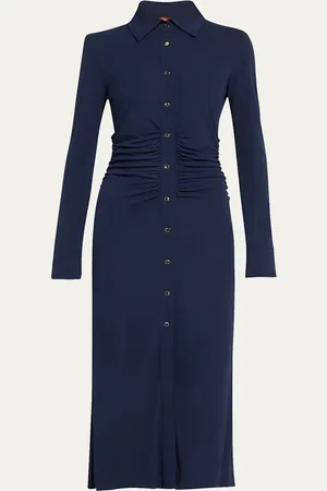 Altuzarra Claudia Midi Ruched Button Down Dress