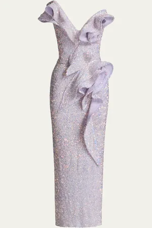 MATICEVSKI Spellbird Sequined Ruffle Maxi Dress