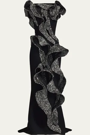 MATICEVSKI Tantalise Wave Sequined-Ruffle Mermaid Gown