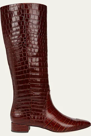 VERONICA BEARD Cecile Croc-Embossed Leather Knee High Boots