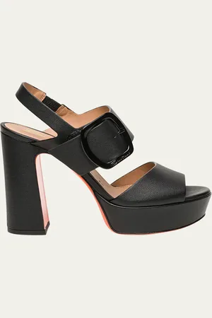 santoni Bruxel Leather Buckle Platform Sandals