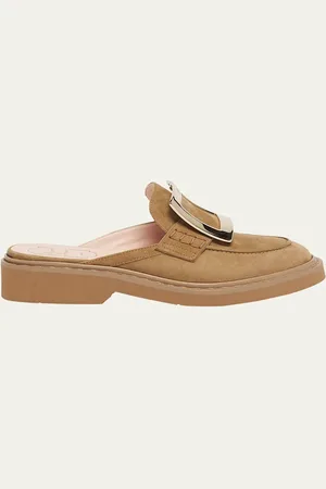 Roger Vivier Viv Rangers Suede Buckle Mules