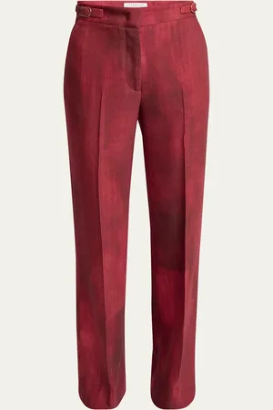 GABRIELA HEARST Vesta Wide-Leg Wool Pants with Belted Detail