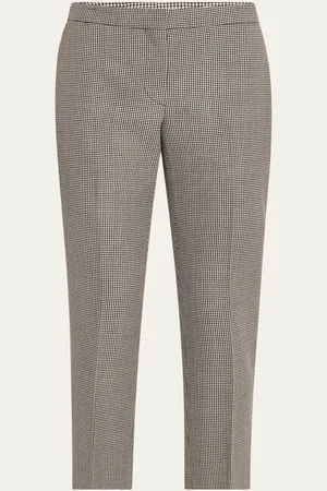 Alexander McQueen Mid-Rise Straight-Leg Houndstooth Trousers