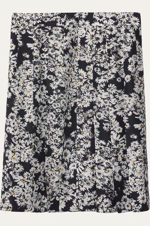 Burberry Flower Print Midi Silk Skirt