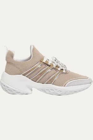 Roger Vivier Viv Run Strass Buckle Knit Lace-Up Sneakers