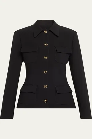 BRANDON MAXWELL The Gage Fitted Button Up Wool Jacket