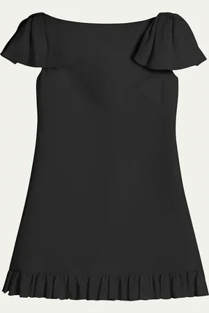 VALENTINO GARAVANI Ruffle Sleeve Wool Mini Dress