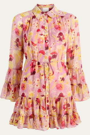 Cinq A Sept Lyra Floral Long-Sleeve Mini Dress