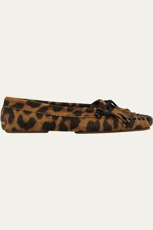 PARIS TEXAS Indiana Leopard Fringe Mocassin Loafers