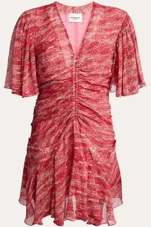 Marant Etoile Vivienne Printed Short-Sleeve Dress