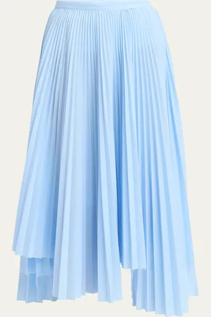 Plan C Long Asymmetric Pleated Skirt