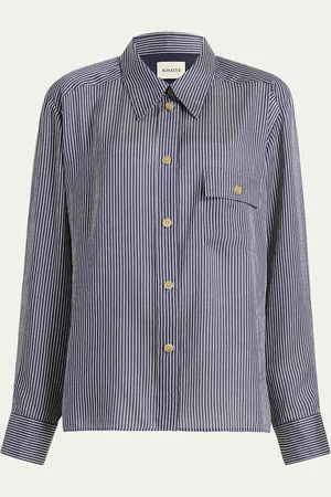 Khaite Yatty Stripe Button Down Blouse