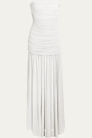 Retrofete Adele Ruched Strapless Maxi Dress