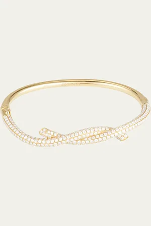 Boochier 18K Yellow Gold Full Pave Diamond Ties Bangle Bracelet