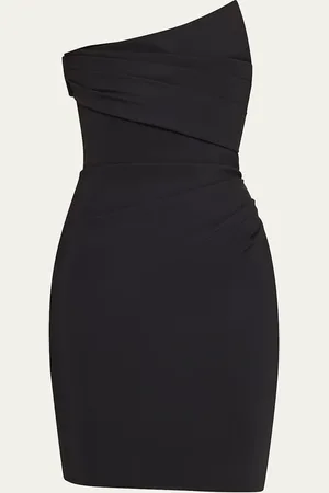CHIARA BONI Mito Strapless Pleated Jersey Mini Dress