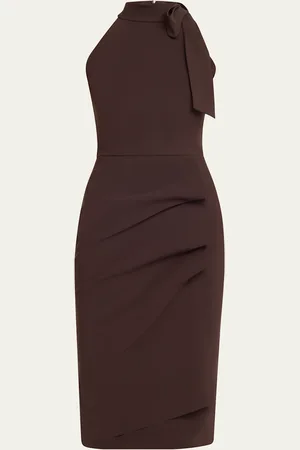 CHIARA BONI Adania Ruffle Jersey Halter Midi Dress