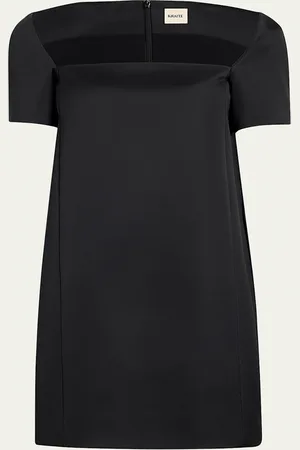 Khaite Benji Square-Neck Short-Sleeve Mini Dress