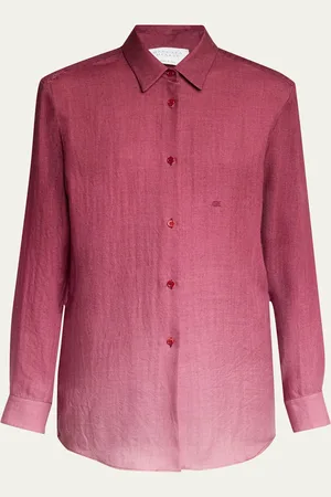 GABRIELA HEARST Reyes Ombre Button Down Cashmere Blouse