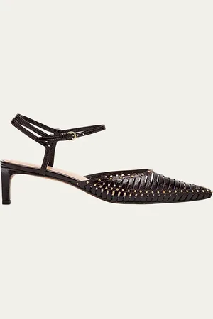 ULLA JOHNSON Francine Caged Leather Ankle-Strap Pumps
