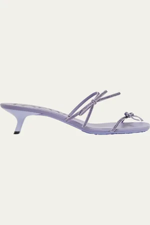 Loewe Petal Leather Crystal Bow Strappy Sandals