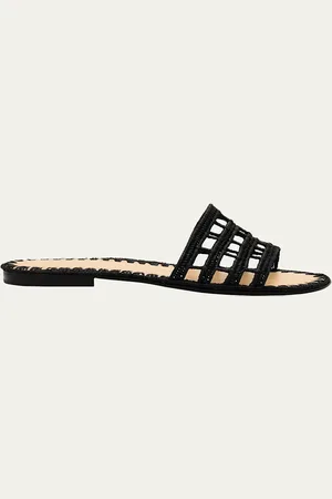 Carrie Forbes Alana Raffia Flat Slide Sandals