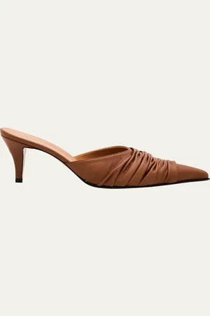 Alexander McQueen Ruched Leather Mule Pumps