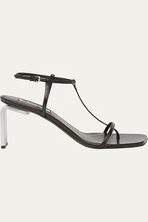 Jil Sander Square-Toe T-Strap Heel Sandals