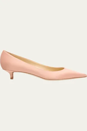 Jimmy Choo Amelia Satin Kitten-Heel Pumps