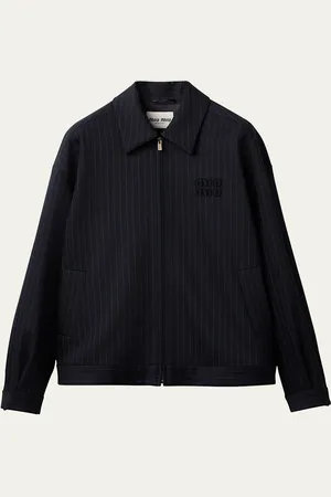 Miu Miu Pinstripe Zip Front Wool Jacket